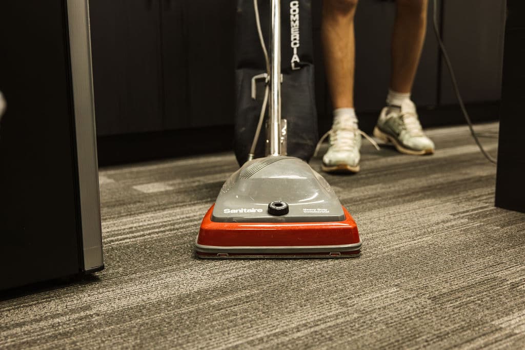 Vacuuming the floor