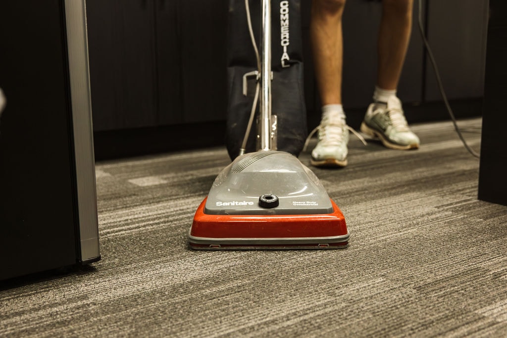 Vacuuming the floor